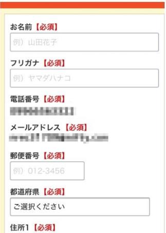 お名前・住所入力画面