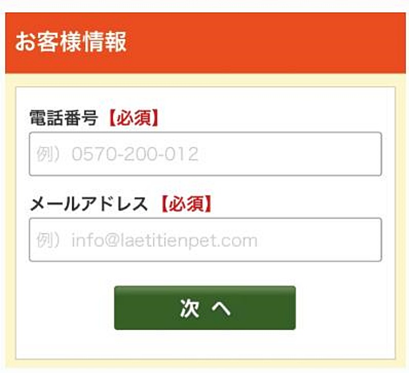 電話番号入力画面