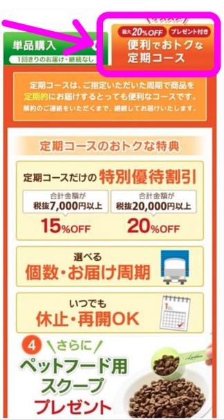 定期コースを選択する画面