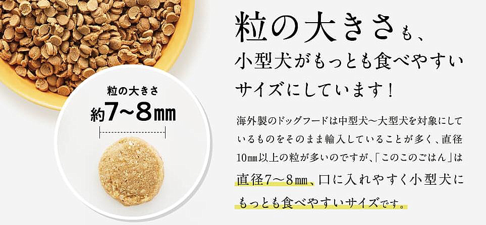このこのごはん粒の大きさ