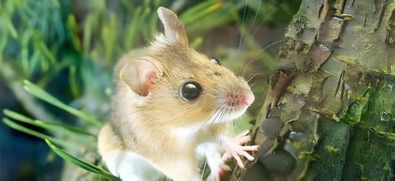 木に登っているアフリカヤマネの様子