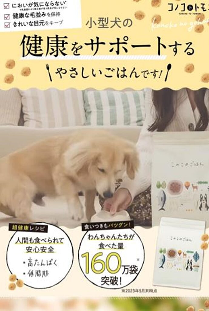 このこのごはんホームページの画面