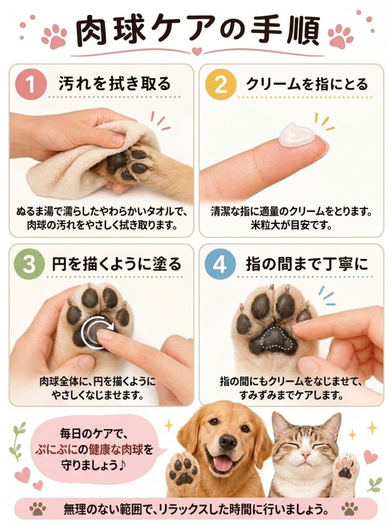犬への正しいワセリンの塗り方のイラスト